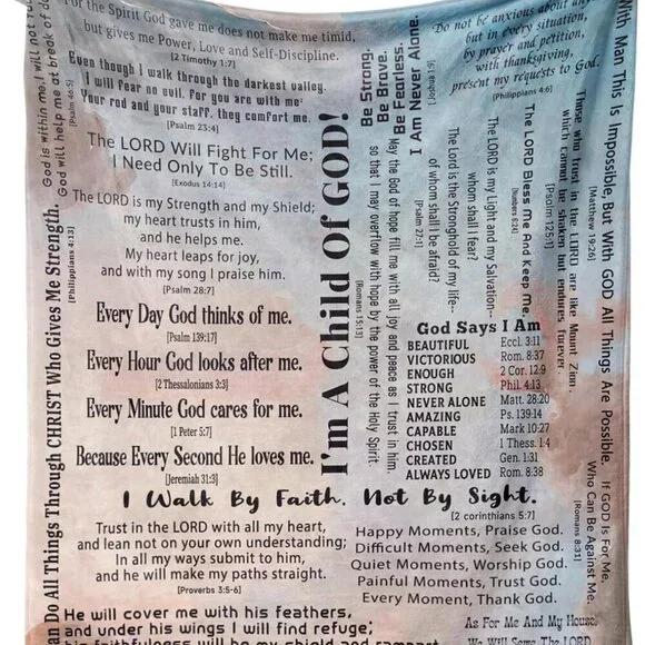Christian Blanket Flannel 60x50 Faith Scripture Cozy Religious Gift