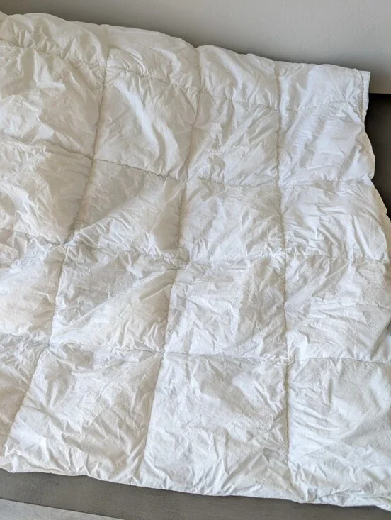 The Company Store Cotton Queen/Full White Quilted Down Puff Blanket Comforter