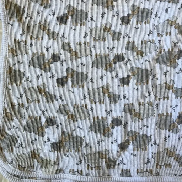 Parent's‎ Choice Sheep Lamb Baby Blanket Gray White Cotton Waffle Weave Thermal
