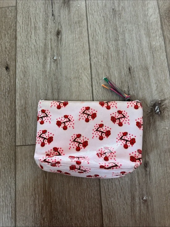 Pink Cherry Print Cosmetic bag Pouch
