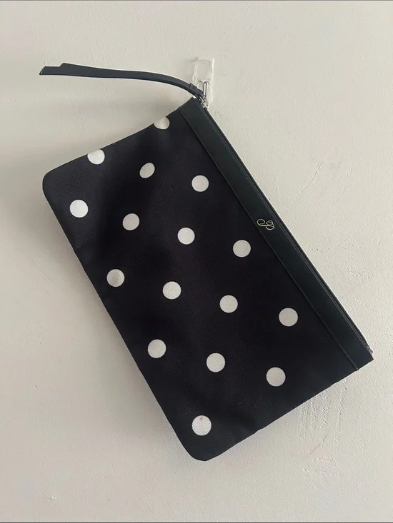 Black Polka Dot Wristlet Cosmetic Pouch