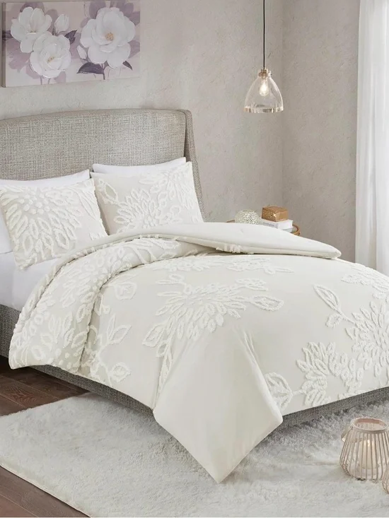 Madison Park - Floral Chenille Tufted 3-pc Comforter Set - King/Cali King