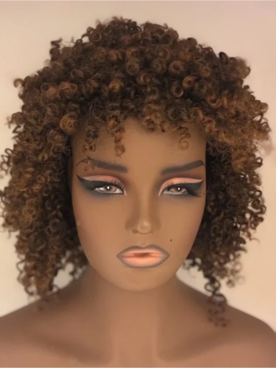 Natural Curly Afro Wig - Brown. Synthetic. Color:  T-30