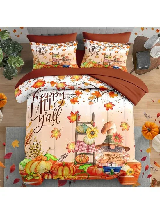 Cozy Queen Fall Comforter Set with Sheets, 7-Piece Autumn Bedding Ensemble
