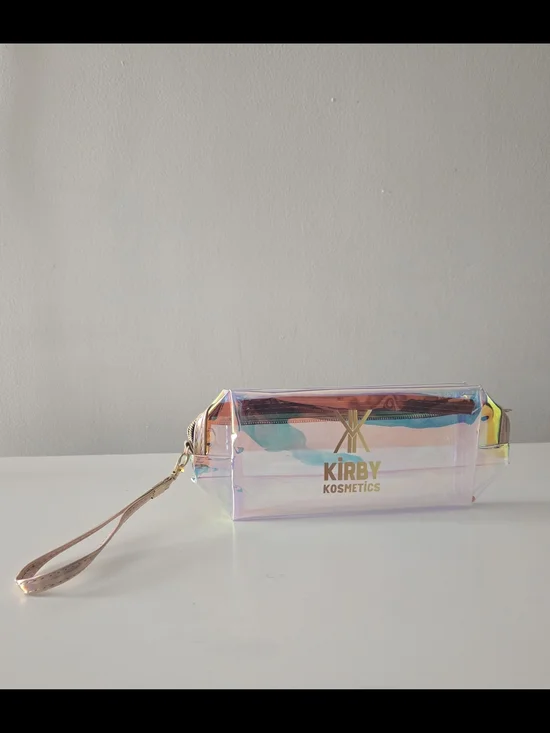 Kirby Kosmetics Clear Iridescent Plastic Zipper Makeup Bag Pouch &  Lip Oil