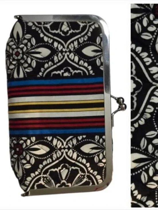 Vera Bradley Barcelona Black Kiss & Make Up Cosmetic Bag Kisslock Retired Travel