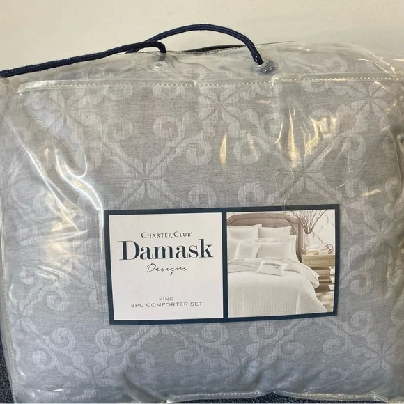 Charter Club Demask Designs Woven Tile Woven Tile 3 Piece King Comforter Set.
