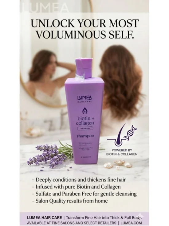 LUMEA Hair Care Shampoo Keratin Vitamin E Biotin Collagen Sulfate Free 1L