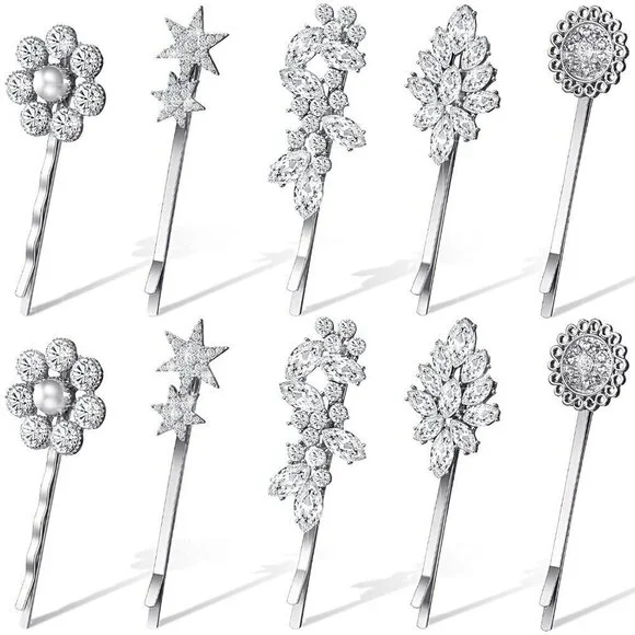 10 Pcs Vintage Hair Pins for Women Vintage Rhinestone Bobby Pin Star Decorative
