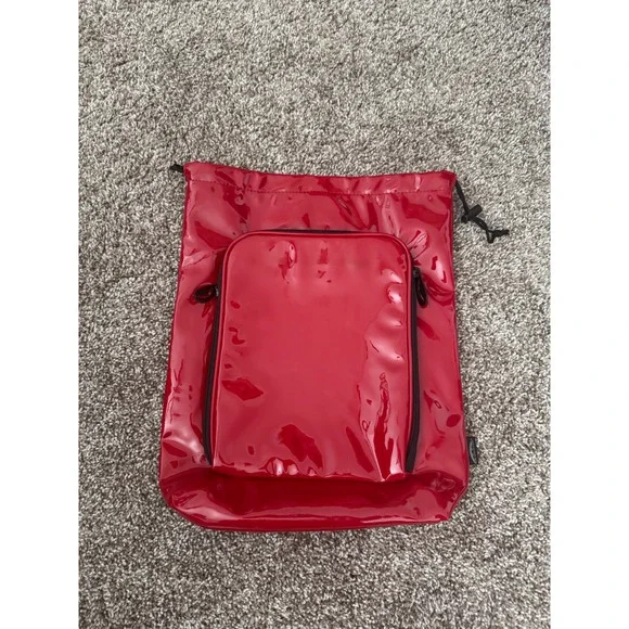 Sun Mountain‎ Red Patent Vinyl Drawstring Pouch Bag Organizer Pouch