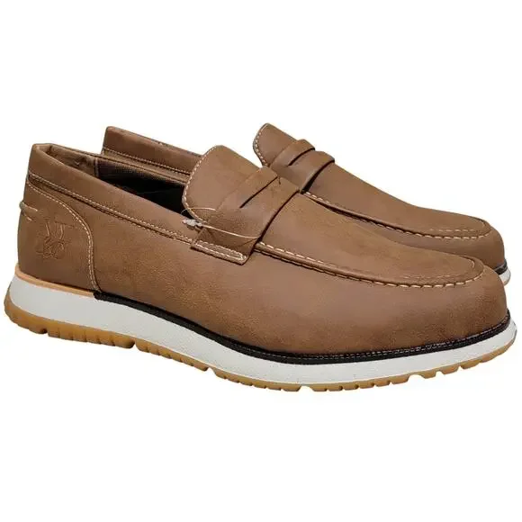 New York & Co Men Ronan Slip On Penny Loafers Size US 9.5 Tan Brown Faux Leather