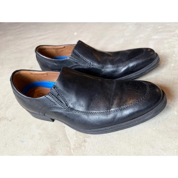 Clarks‎ Collection Extreme Comfort Mens Black Leather Loafers Slip On Shoes 8 M