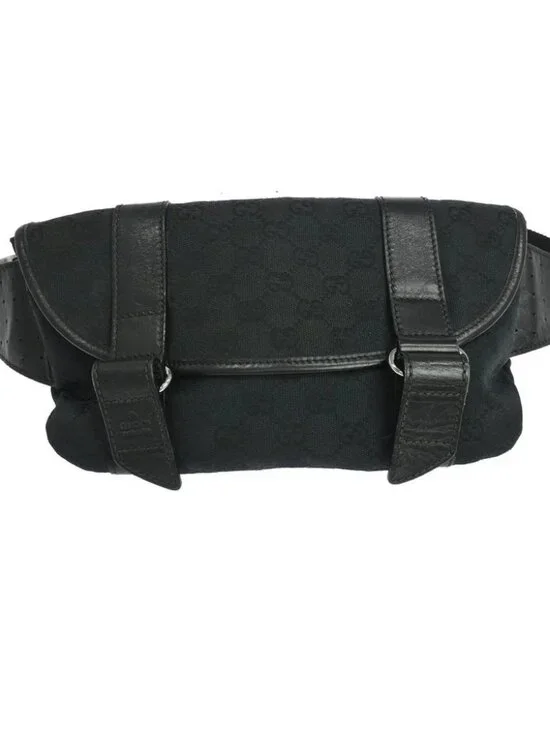 Gucci Black GG Canvas Body Bag Waist