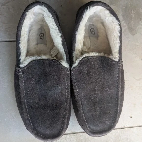 UGG Mens Ascot Suede Slippers Espresso Brown Loafers