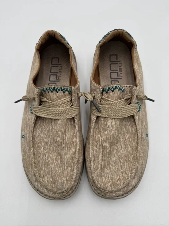 Hey Dude Wendy Flora Sunflower Beige Women’s Size 10 EU 41 Embroidered Loafers