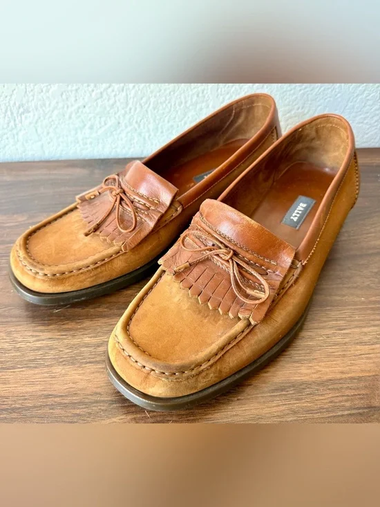 Bally Men's Brown Leather Kiltie Tassel Loafers