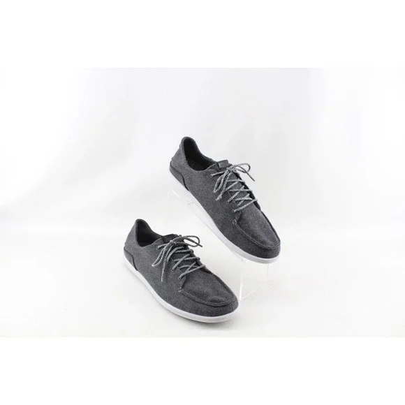 Olukai Men's 11.5 US Manoa Hulu‎ Lace Up Sneakers Gray Wool Blend Shoes