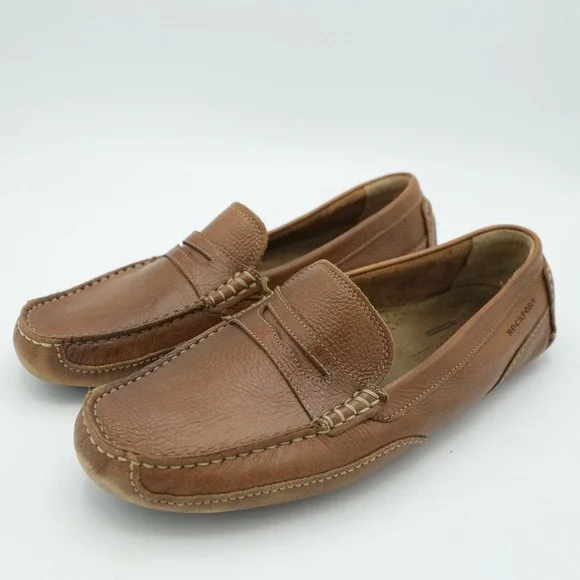 Rockport Mens M76501 Tan Brown Leather Penny Loafer Driving Shoes‎ Size 9.5 W