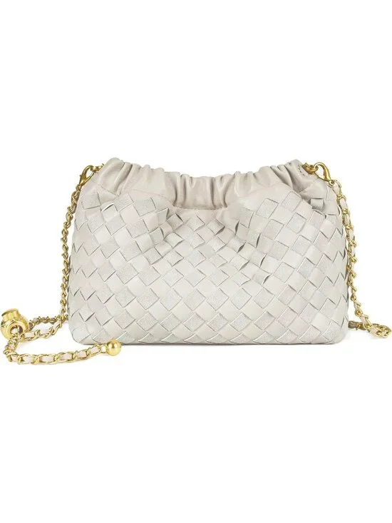 👜 Women's Beige Faux Leather Crossbody Bag Trendy Dumpling Evening Purse