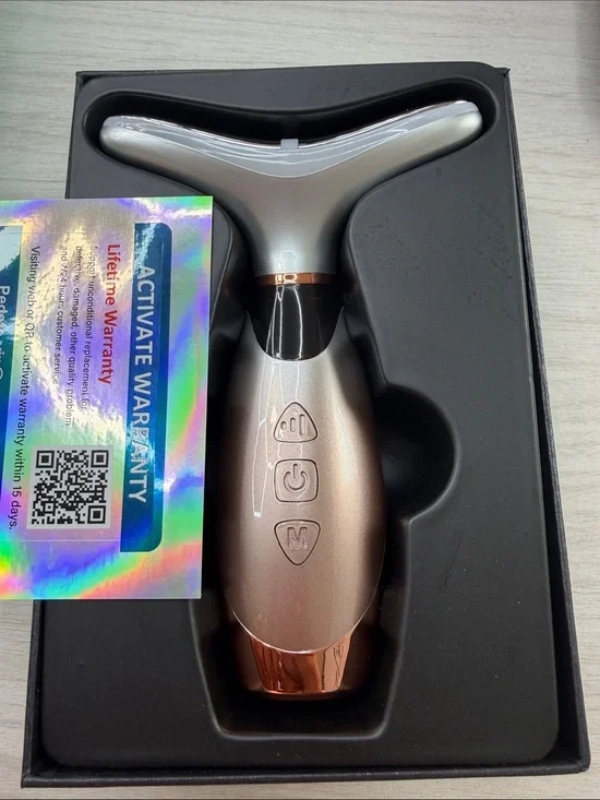 Facial T-Bar Massager with LED - Rose Gold