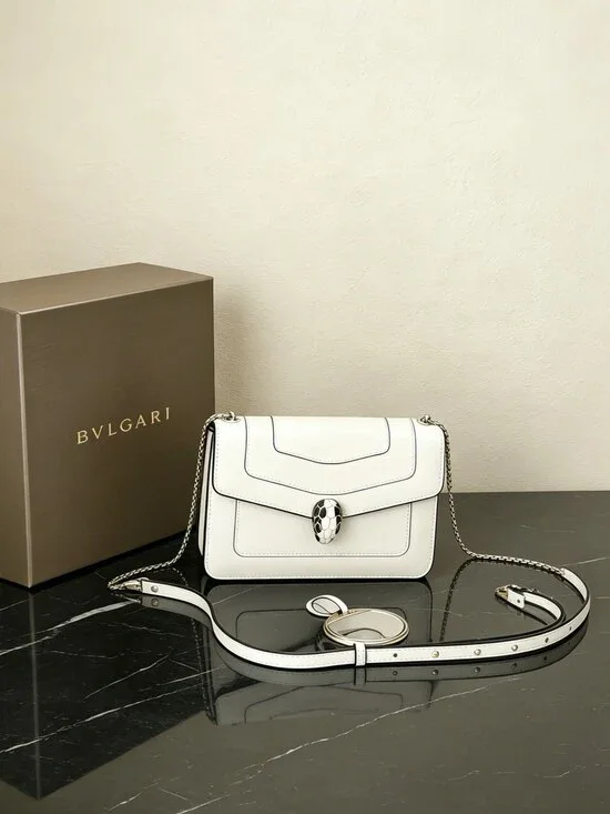 BVLGARI Serpenti Forever Medium Shoulder Bag White