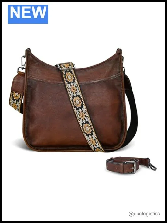 Crossbody Bag for Women with 2 Straps Cowhide Leather Purse Boho Shoulder Bag