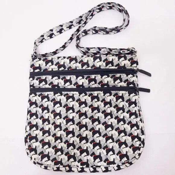 Vera Bradley Scottie Dogs (Winter 2016) Triple Zip Hipster Crossbody Bag