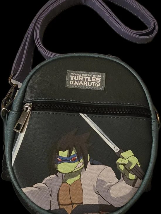 Teenage Mutant Ninja Turtles x Naruto Dark Green Round Crossbody Bag. Like New!