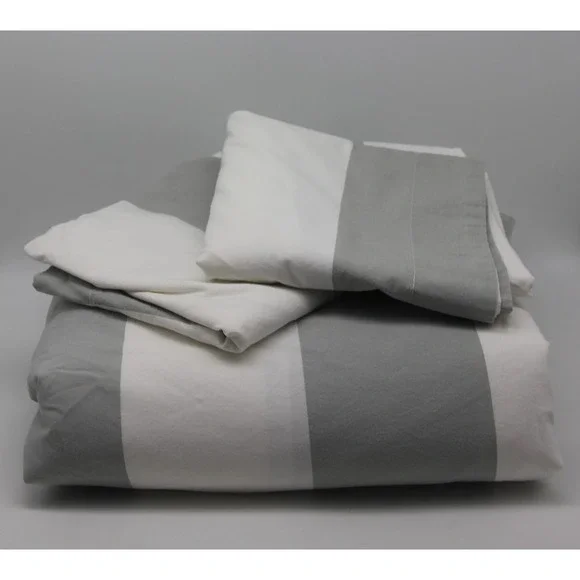 Pottery Barn Duvet & Euro Sham Set Awning Cabana Rugby Stripe Full/Queen Coastal