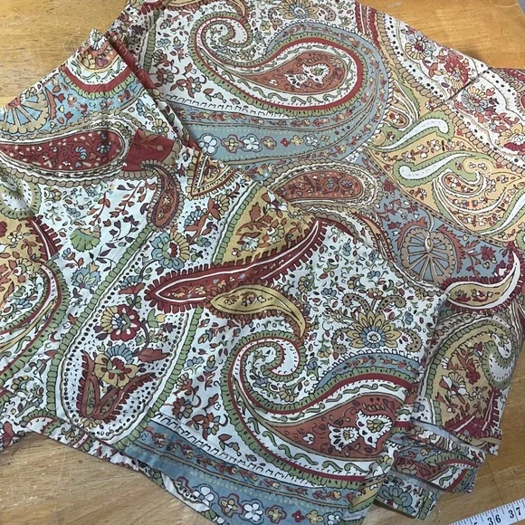 Pottery Barn Harper Paisley Full Queen Duvet Cover & 2 Shams Red Blue Gold Vtg