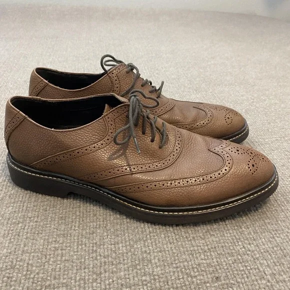 Cole Haan Shoes Mens Size 9 Brown Leather Wingtip Oxfords C09976 Business Preppy