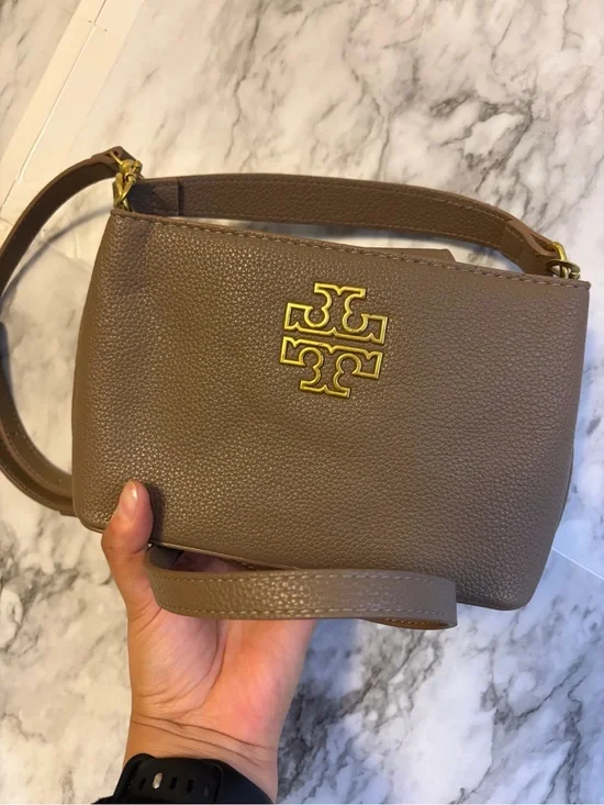 Tory inspired brown  faux Leather small Crossbody Bag