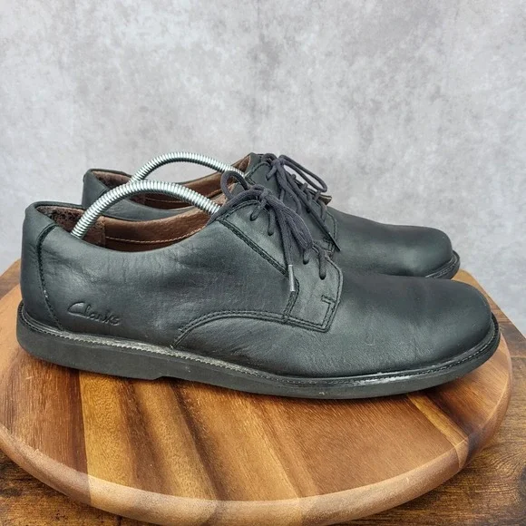 Clarks Oxford Shoes Mens 11 M‎ Black Leather Waterproof Lace Up Casual 82465