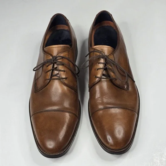 Cole Haan Shoes Mens 12M British Tan Leather Cap Toe Oxford Derby Grand OS C1163