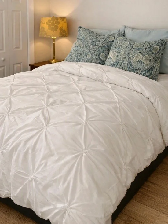 West Elm Cotton Pintuck Duvet Cover – Twin/Twin XL, White