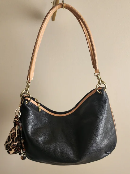 Black and Tan Leather Shoulder Bag
