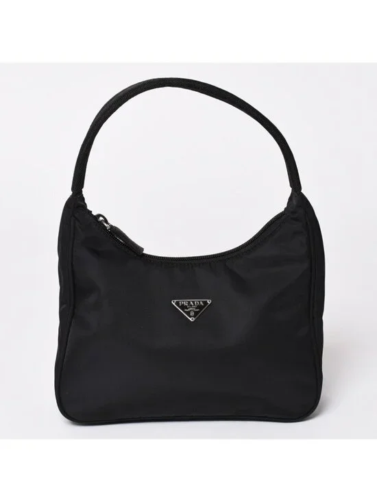Prada Hobo Handbag Nylon Black