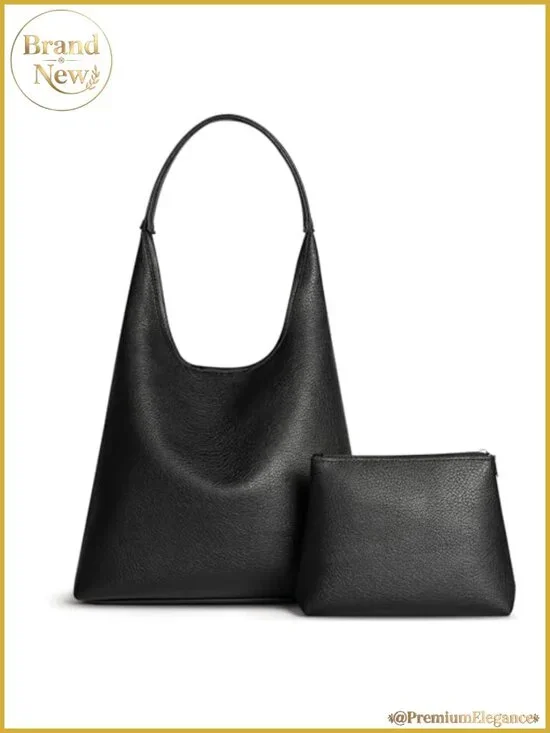 Large Slouchy Hobo Bag 2-Piece Set Vegan Leather Shoulder Purse