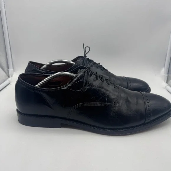 Mens‎ Black Leather Allen Edmonds Cap Toe Oxfords Dress Shoes