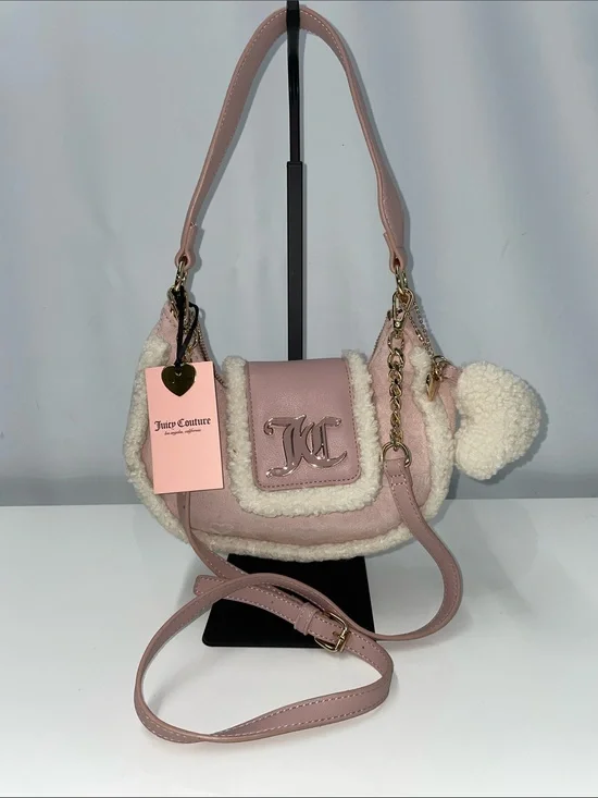 JUICY COUTURE DUSTY BLUSH CRYSTAL SNUGGLE HOBO BAG FTL-08-186