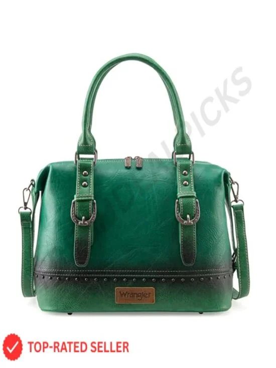 Western Barrel Satchel Hobo Purse with Faux Leather and Detachable Strap