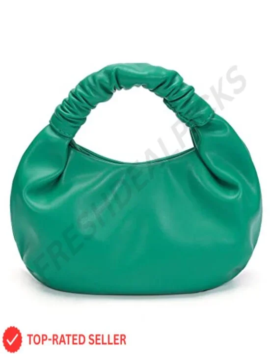 Faux Leather Hobo Bag Ruched Top Handle Purse Shoulder Satchel
