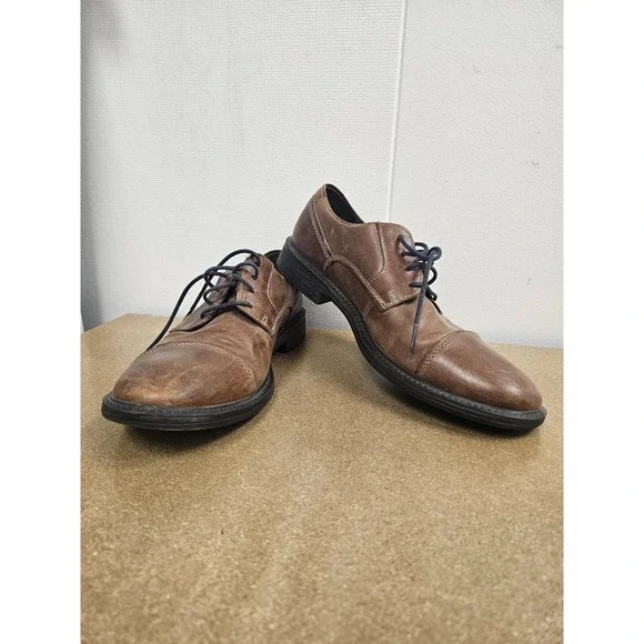 ECCO Derby Dress‎ Shoes Size 11 Brown Leather BIOM Lace Up Mens Cap Toe Comfort