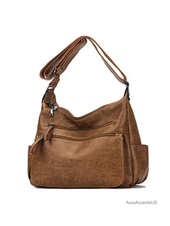 PU Leather Hobo Crossbody Bag Multi-Pocket Shoulder Tote Purse