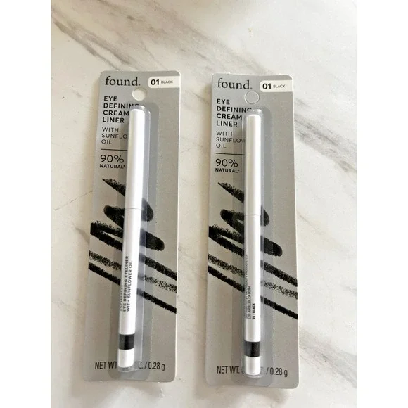 Found Eye Defining‎ Cream Liner with Sunflower Oil Black 01 90% Natural Lot of 2