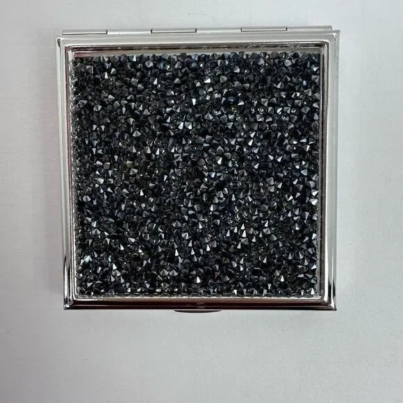 Swarovski‎ Crystals Compact Mirror Double Side Square Black Silver