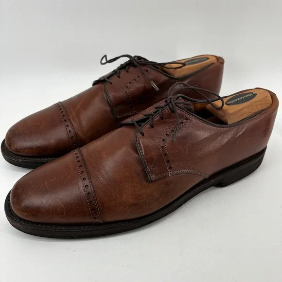 Allen Edmonds Wilbert Brown Leather Cap Toe Derby Comfort Shoes Mens 10 D