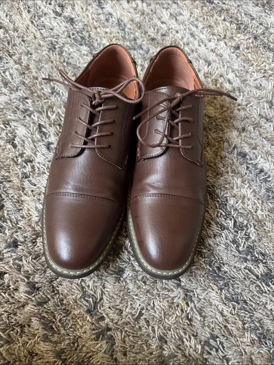 Men's Brown Leather Cap-Toe Derby Shoes