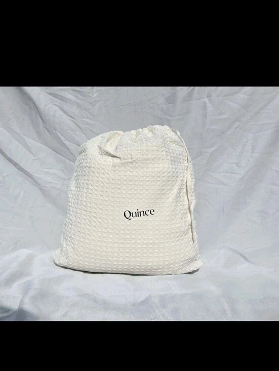 New Quince King/cal King Honeycomb Luxe Undyed Cream Duvet Cover Set 2 Shams
