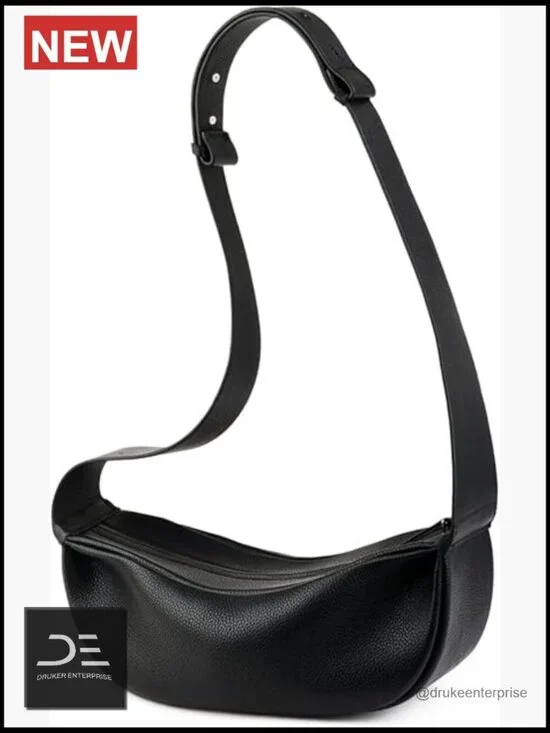 Genuine Leather Sling Bag Crossbody with Wide Strap Minimalist Hobo